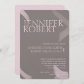 Blush and Grey Stroke Metallic Wedding Einladung (Vorne/Hinten)