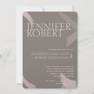 Blush and Grey Stroke Metallic Wedding Einladung