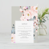 Blush and Grey Watercolor Floral Wedding Einladung (Stehend Vorderseite)