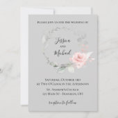 Blush and Grey Weditation - Rose Kranz Einladung (Vorderseite)