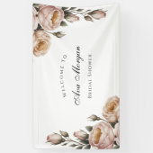 Blush and Ivory Rose Floral Bridal Shower Banner (Vertikal)