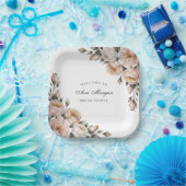 Blush and Ivory Rose Floral Bridal Shower Pappteller (Party)