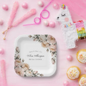 Blush and Ivory Rose Floral Bridal Shower Pappteller (Party)