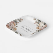 Blush and Ivory Rose Floral Bridal Shower Pappteller (Gewinkelt)