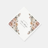 Blush and Ivory Rose Floral Bridal Shower Serviette (Ecke)
