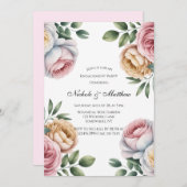 Blush and Ivory Rose Floral Engagement Party Einladung (Vorne/Hinten)