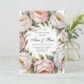 Blush and Ivory Rose Floral Wedding Shower Einladung (Stehend Vorderseite)