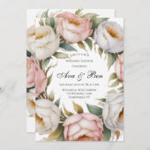 Blush and Ivory Rose Floral Wedding Shower Einladung (Vorne/Hinten)
