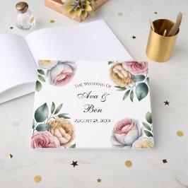 Blush and Ivory Rose Floral Wreath Wedding Gästebuch