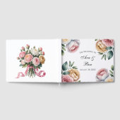 Blush and Ivory Rose Floral Wreath Wedding Gästebuch (Voll)