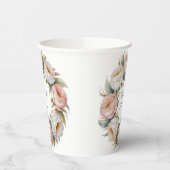 Blush and Ivory Rose Floral Wreath Wedding Pappbecher (Links)