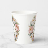 Blush and Ivory Rose Floral Wreath Wedding Pappbecher (Rechts)