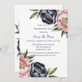 Blush and Navy Blue Peak Engagement Party Einladung (Vorne/Hinten)