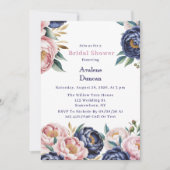 Blush and Navy Blue Peony Brunch and Bubbly Einladung (Vorderseite)