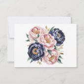 Blush and Navy Blue Peony Wedding Dankeskarte (Rückseite)
