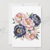 Blush and Navy Blue Peony Wedration Einladung (Rückseite)