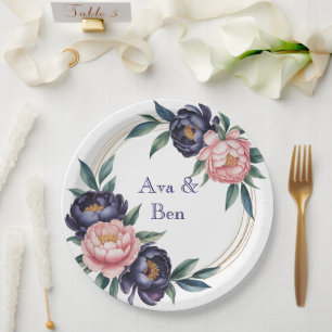 Blush and Navy Blue Wedding Pappteller