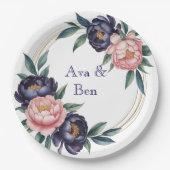 Blush and Navy Blue Wedding Pappteller (Vorderseite)