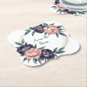 Blush and Navy Blue Wedding Untersetzer (angewinkelt)