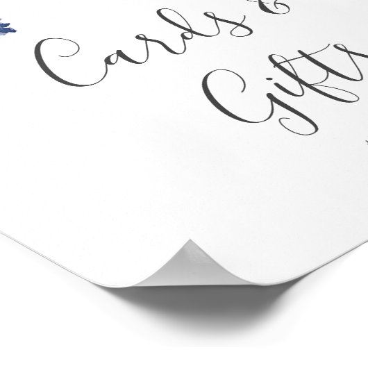 Blush and Navy Blume Weißkarten und Geschenkzeiche Poster (Ecke)