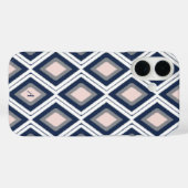 Blush and Navy Diamond Ikat Muster Monogram Case-Mate iPhone Hülle (Rückseite (Horizontal))