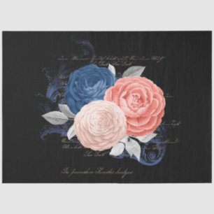 Blush and Navy Floral Ephemera Serie Design 11 Seidenpapier
