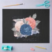 Blush and Navy Floral Ephemera Serie Design 14 Seidenpapier (Basteln)