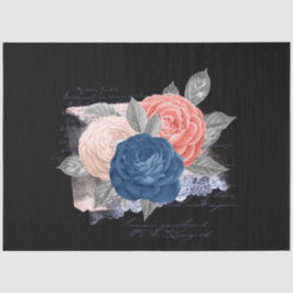 Blush and Navy Floral Ephemera Serie Design 14 Seidenpapier