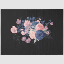 Blush and Navy Floral Ephemera Serie Design 15 Seidenpapier