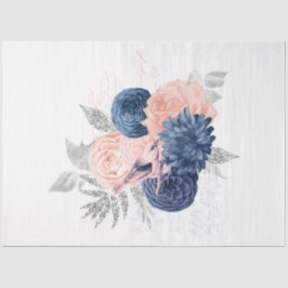 Blush and Navy Floral Ephemera Serie Design 17 Seidenpapier
