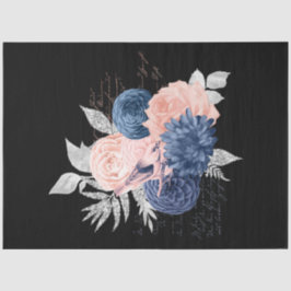 Blush and Navy Floral Ephemera Serie Design 18 Seidenpapier
