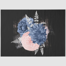 Blush and Navy Floral Ephemera Serie Design 19 Seidenpapier