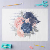 Blush and Navy Floral Ephemera Serie Design 8 Seidenpapier (Basteln)