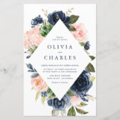 Blush and Navy Floral Frame Weditation (Vorderseite)