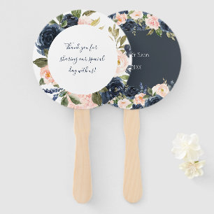 Blush and Navy Wedding Fans Hochzeit Hand Fan Fächer