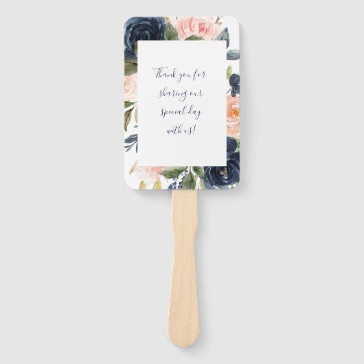 Blush and Navy Wedding Hand Fans Fächer (Vorderseite)
