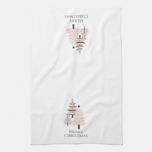 Blush and Neutral Christmas Tree Kitchen Towel Geschirrtuch (Vertikal)
