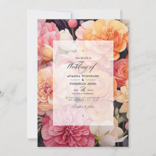 Blush and Peach Floral Wedding Einladung