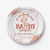 Blush and Pink Bear Baby Dusche 7" Pappteller (Vorderseite)