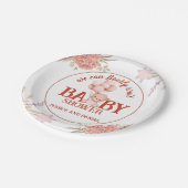 Blush and Pink Bear Baby Dusche 7" Pappteller (Schrägansicht)