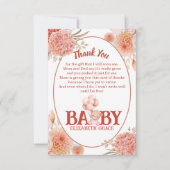 Blush and Pink Bear Baby Dusche Dankeskarte (Vorderseite)