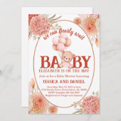 Blush and Pink Bear Baby Dusche Einladung (Vorne/Hinten)