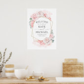 Blush and Pink Floral Wedding Willkommen Poster (Küche)