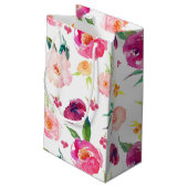 Blush and Pink Watercolor Peonies Muster Geschenkt Kleine Geschenktüte (Rückseite Schrägansicht)