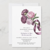 Blush and Plum Peony Floral Bridesmaids Luncheon Einladung (Vorderseite)