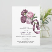 Blush and Plum Peony Floral Bridesmaids Luncheon Einladung (Stehend Vorderseite)