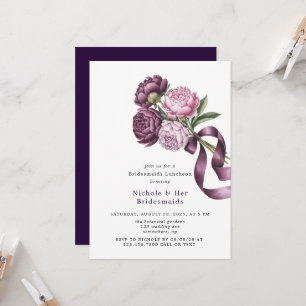 Blush and Plum Peony Floral Bridesmaids Luncheon Einladung