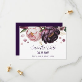 Blush and Plum Peony Floral Wedding Save The Date