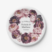Blush and Pum Peony Wreath Wedding Pappteller (Vorderseite)