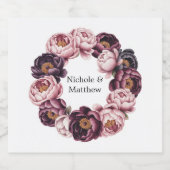 Blush and Pum Peony Wreath Wedding Schaumweinetikett (Einzelnes Label)